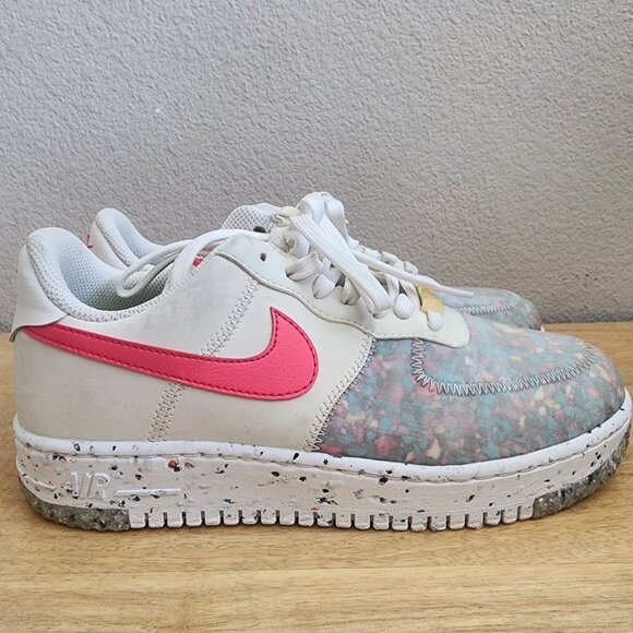 Nike Womens Air Force 1 Crater Sneakers CT1986-101 Summit White Siren Red Size 8